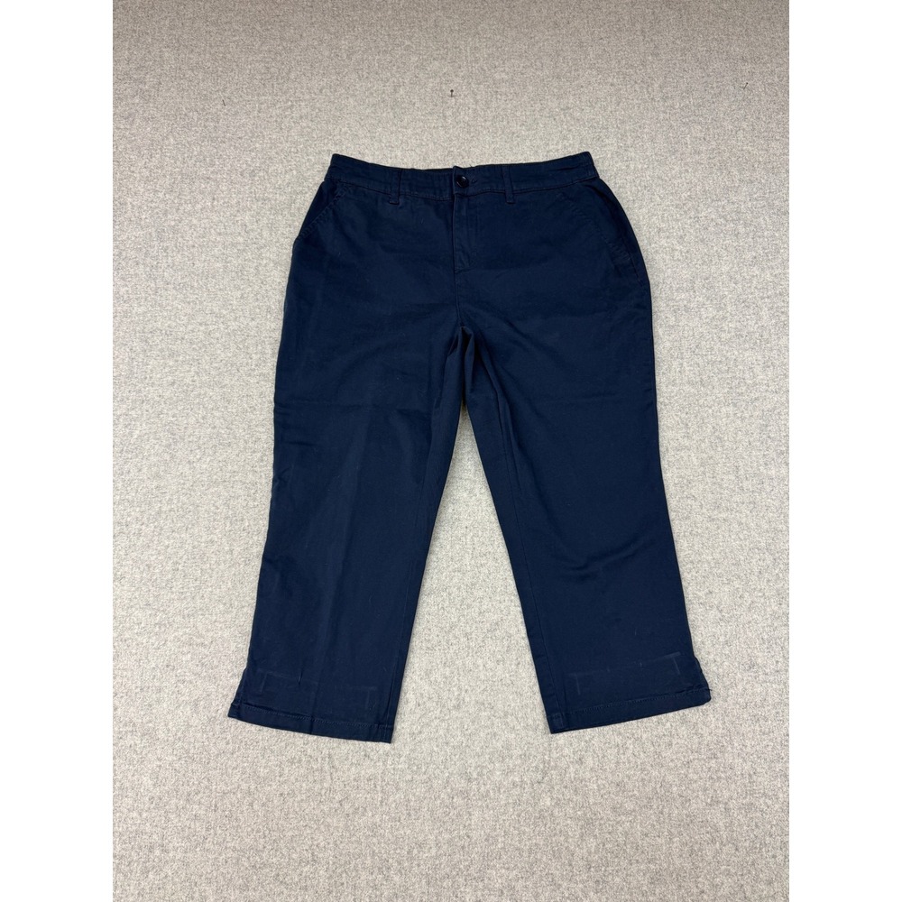 Style & Co | Cropped Chino Pants | 8 | Navy Blue | Elastic Back Stretch Cotton